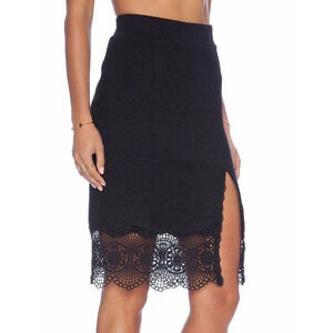 Free People VTG Quilted Lace Skirt Whimsigoth Gothic Festival Slit Size Medium